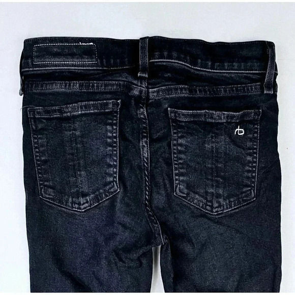 Rag & Bone Size 25X24 Women Black Ankle Skinny Embroidered Pocket Logo Jeans USA - Picture 9 of 13